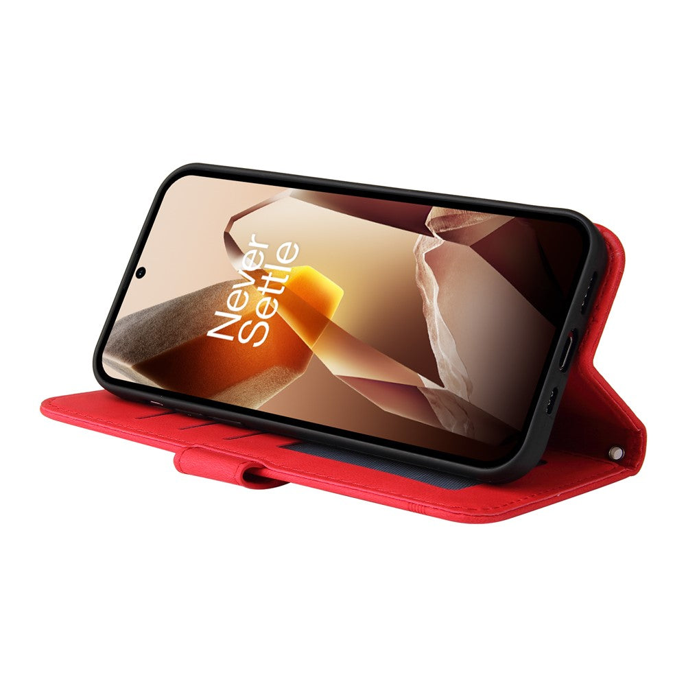 OnePlus 13 Läderplånboksfodral Skin Touch mobilfodral Stativ med Rem