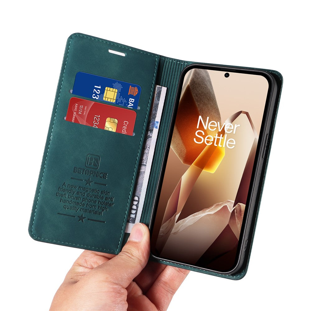 BETOPNICE 003 För OnePlus 13 Plånboksfodral Lädermobilskal med Stativ