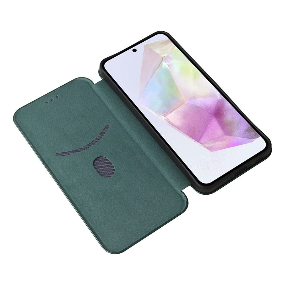 Samsung Galaxy A26 5G-skal i kolfiberstruktur, fallsäkert PU-läder, mobilskal