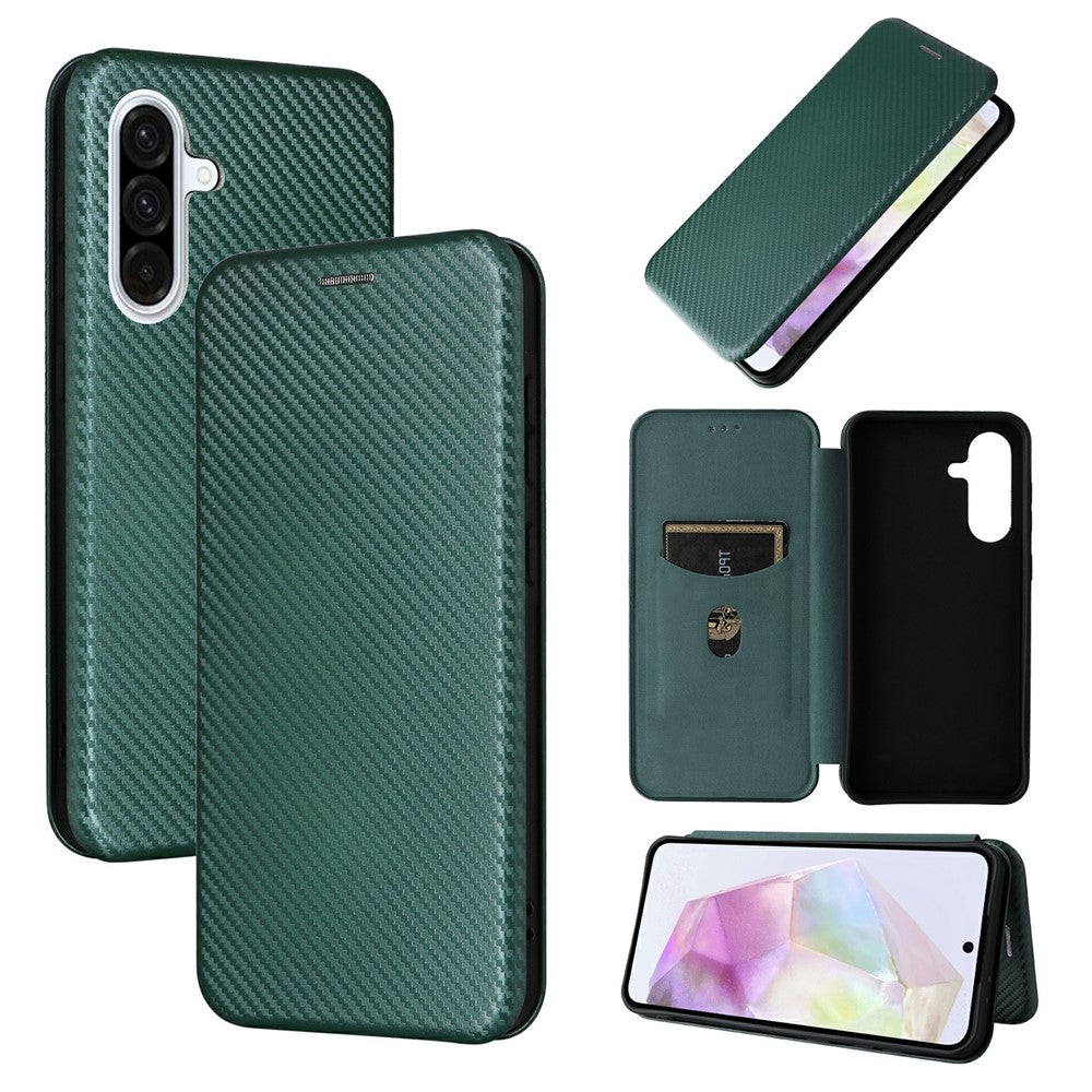 Samsung Galaxy A26 5G-skal i kolfiberstruktur, fallsäkert PU-läder, mobilskal