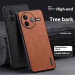 For Xiaomi Poco F7 Pro 5G / Redmi K80 5G Case Wood Texture PU Leather Coated PC TPU Phone Cover