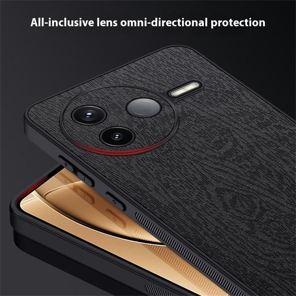 For Xiaomi Poco F7 Pro 5G / Redmi K80 5G Case Wood Texture PU Leather Coated PC TPU Phone Cover