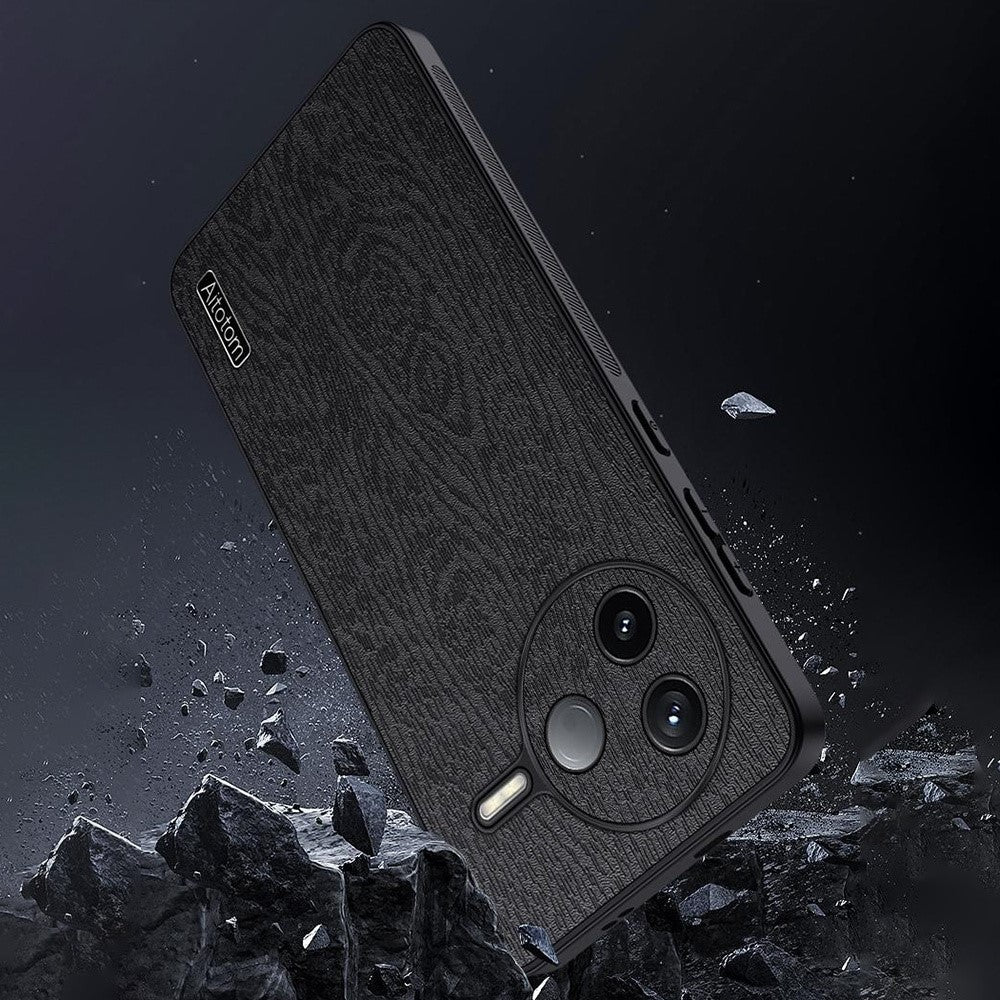 For Xiaomi Poco F7 Pro 5G / Redmi K80 5G Case Wood Texture PU Leather Coated PC TPU Phone Cover