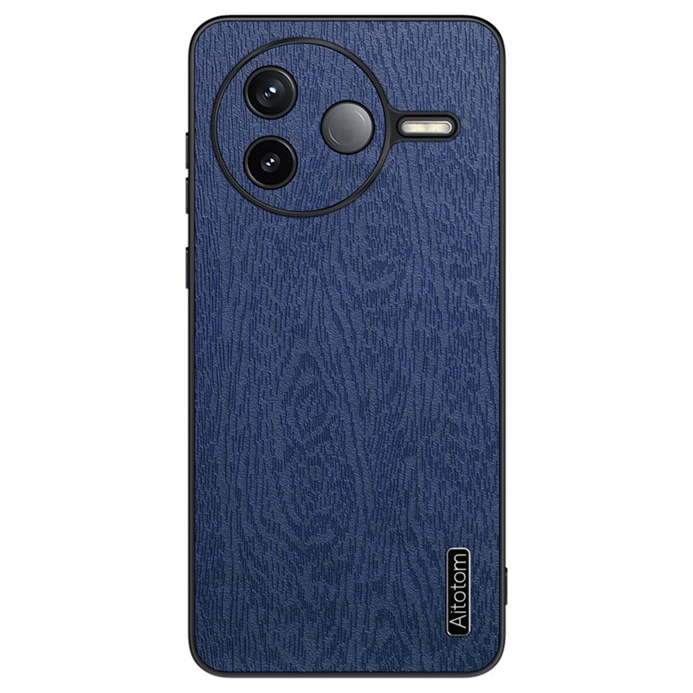 For Xiaomi Poco F7 Pro 5G / Redmi K80 5G Case Wood Texture PU Leather Coated PC TPU Phone Cover
