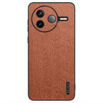 For Xiaomi Poco F7 Pro 5G / Redmi K80 5G Case Wood Texture PU Leather Coated PC TPU Phone Cover