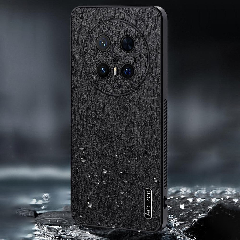 For Huawei Mate 70 Pro+ / Mate 70 Pro Case Wood Texture PU Leather Coated PC TPU Phone Cover