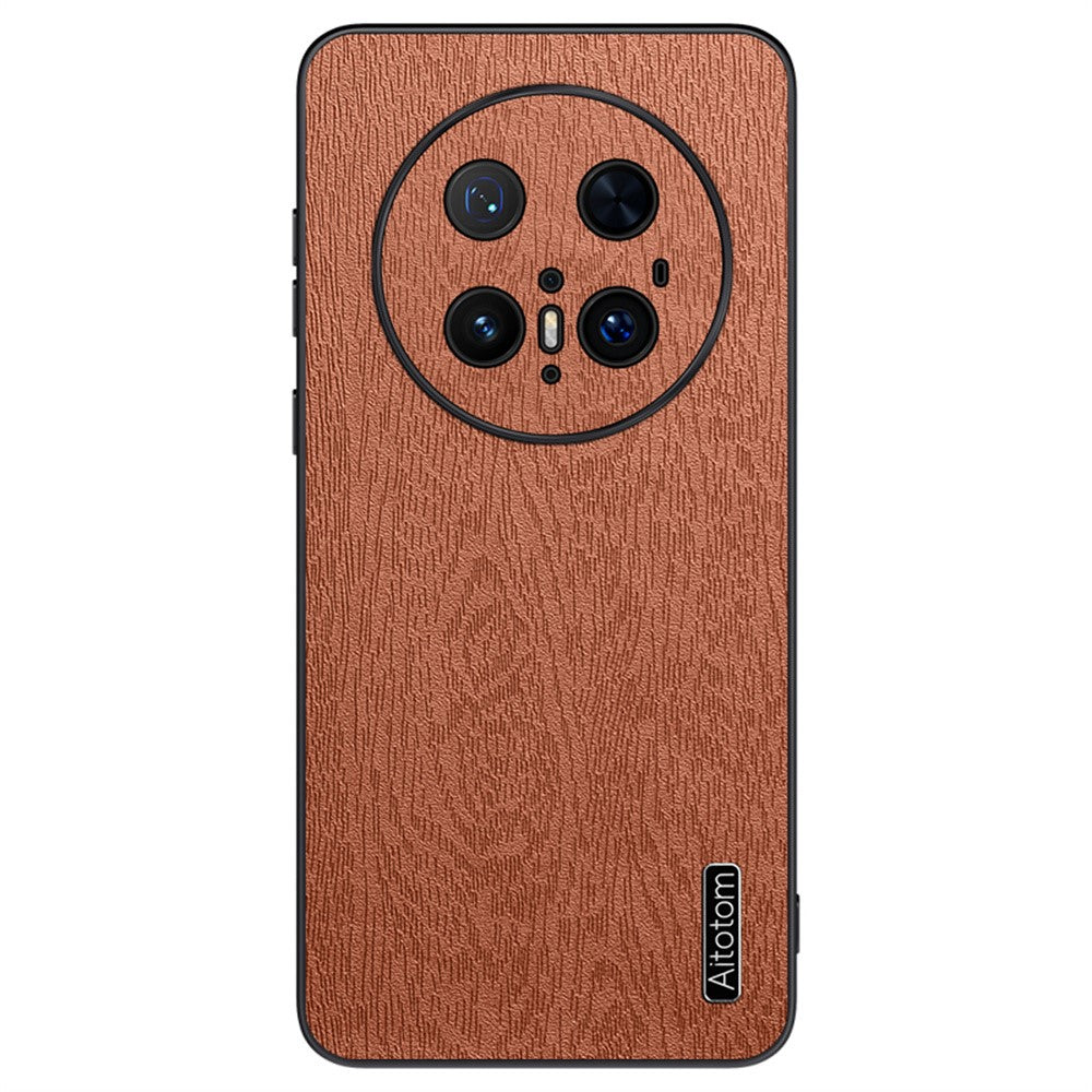 For Huawei Mate 70 Pro+ / Mate 70 Pro Case Wood Texture PU Leather Coated PC TPU Phone Cover