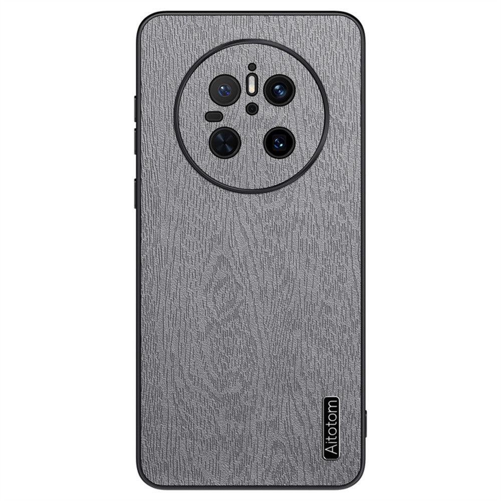 For Huawei Mate 70 Case Wood Texture PU Leather Coated PC TPU Phone Cover