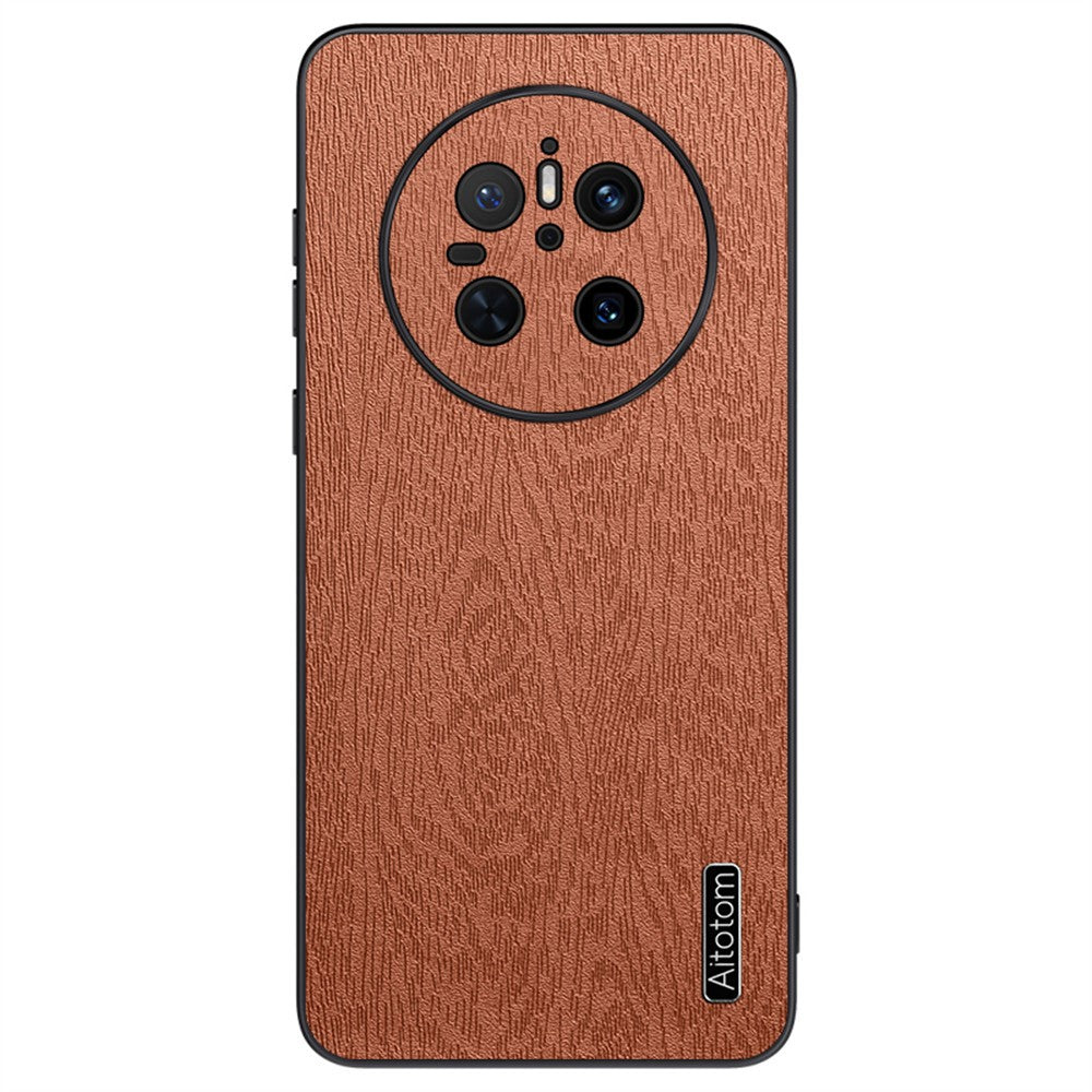 For Huawei Mate 70 Case Wood Texture PU Leather Coated PC TPU Phone Cover