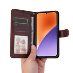 ENKAY For Xiaomi 15 PU Leather Wallet Case  HAT PRINCE Phone Stand Cover with Tempered Glass