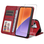 ENKAY For Xiaomi 15 PU Leather Wallet Case  HAT PRINCE Phone Stand Cover with Tempered Glass