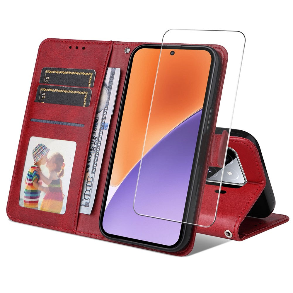 ENKAY For Xiaomi 15 PU Leather Wallet Case  HAT PRINCE Phone Stand Cover with Tempered Glass