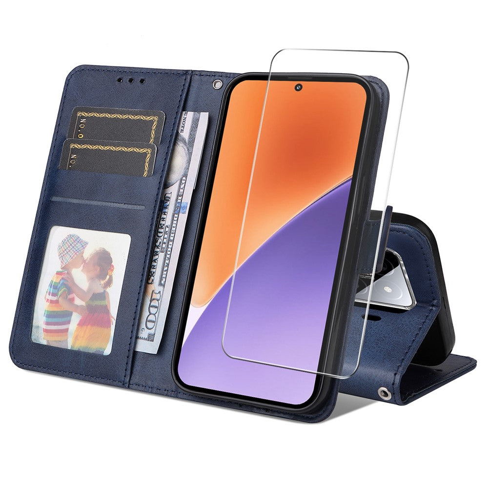ENKAY For Xiaomi 15 PU Leather Wallet Case  HAT PRINCE Phone Stand Cover with Tempered Glass