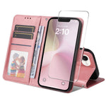 ENKAY Til iPhone 17e / 16e PU Læder Pung Etui HAT PRINCE Telefon Stativ Cover med Hærdet Glas