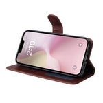 ENKAY Til iPhone 17e / 16e PU Læder Pung Etui HAT PRINCE Telefon Stativ Cover med Hærdet Glas