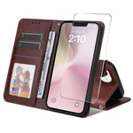 ENKAY Til iPhone 17e / 16e PU Læder Pung Etui HAT PRINCE Telefon Stativ Cover med Hærdet Glas