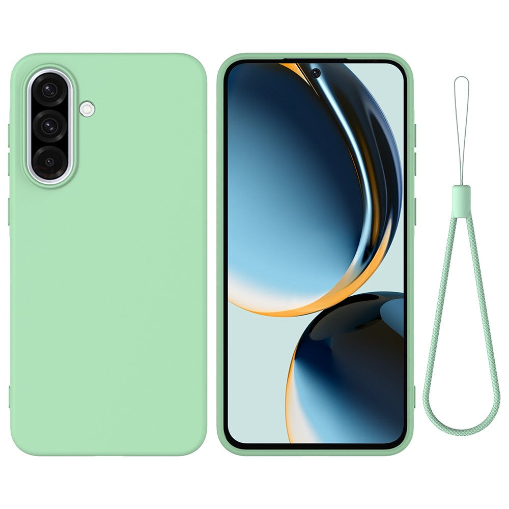 For Samsung Galaxy A56 5G Case Liquid Silicone Phone Back Cover with Hand Strap