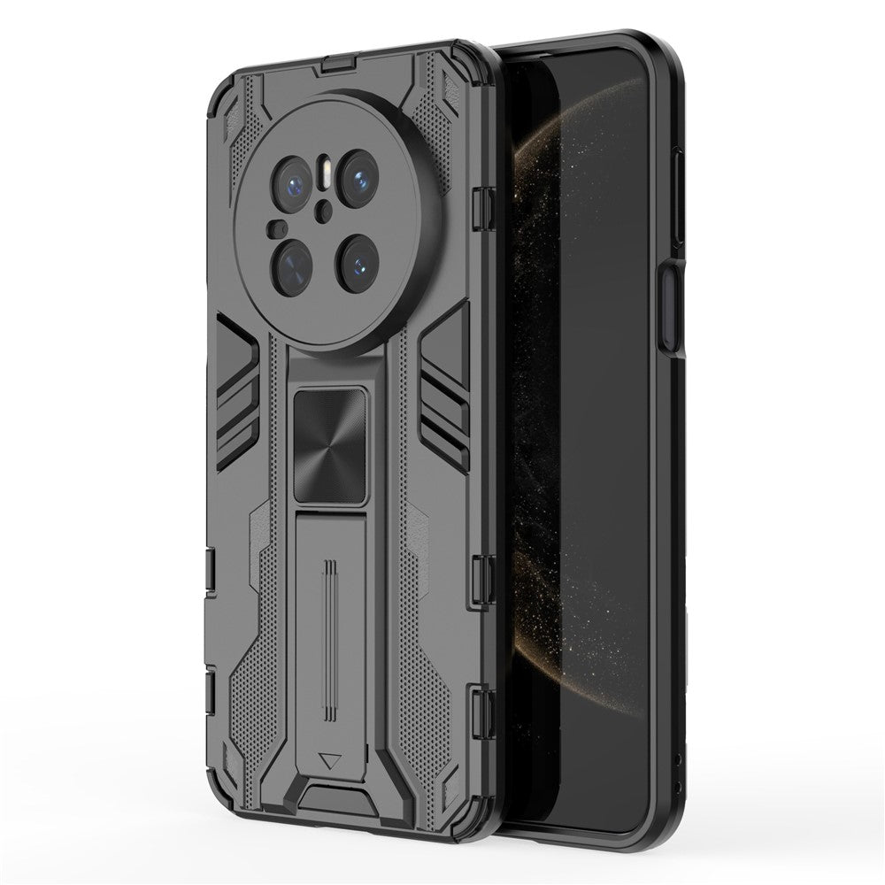 For Huawei Mate 70 Case PC + TPU Shockproof Phone Cover with Kickstand - Black