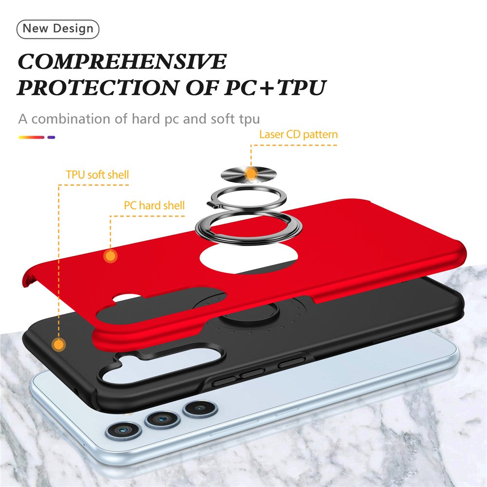For Samsung Galaxy A26 5G Case PC + TPU Phone Cover with Rotatable Ring Holder