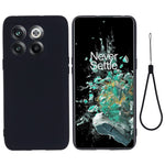 OnePlus 10T 5G / Ace Pro 5G Flytande silikon Stötsäkert Skyddande mobilskal Mjukt Fiberfoder Reptåligt Skal med Rem