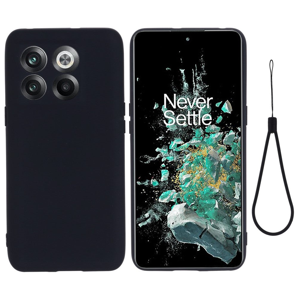 OnePlus 10T 5G / Ace Pro 5G Flytande silikon Stötsäkert Skyddande mobilskal Mjukt Fiberfoder Reptåligt Skal med Rem