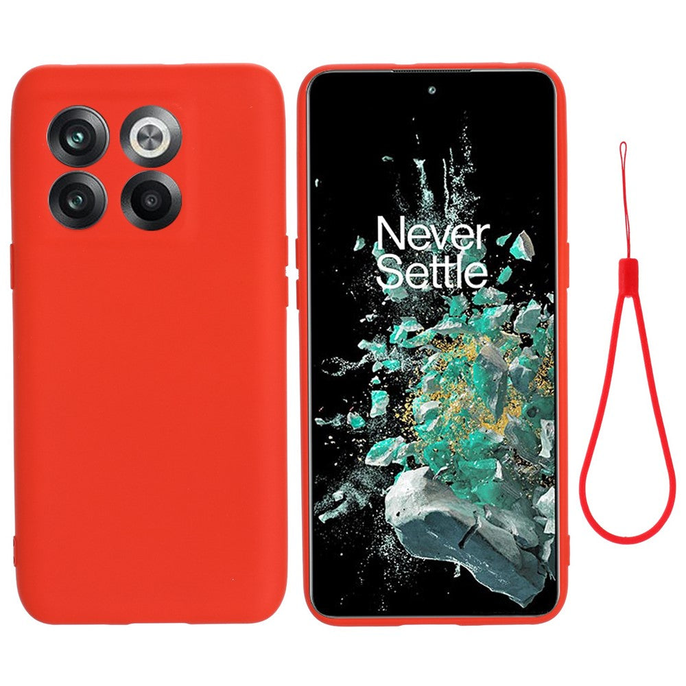 OnePlus 10T 5G / Ace Pro 5G Flytande silikon Stötsäkert Skyddande mobilskal Mjukt Fiberfoder Reptåligt Skal med Rem