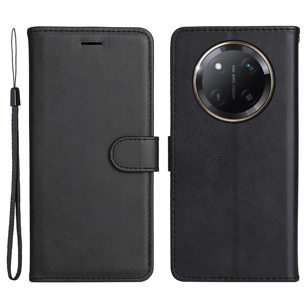 For Honor X60 Pro 5G / Magic7 Lite 5G / X9c 5G Case Solid Color Leather Mobile Cover Wallet Stand with Strap