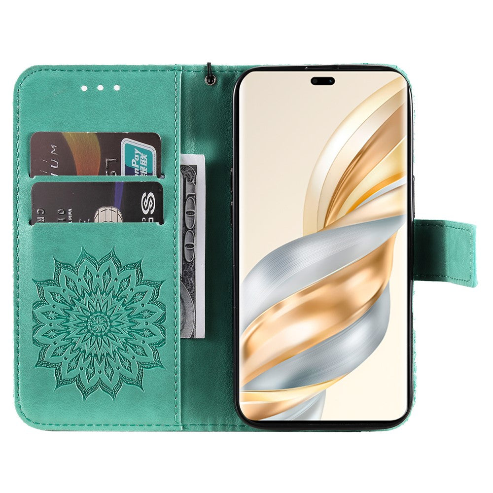 For Honor Magic7 Lite 5G / X9c 5G / X60 Pro 5G Phone Case Sunflower Imprinted Leather Wallet Stand Cover with Strap