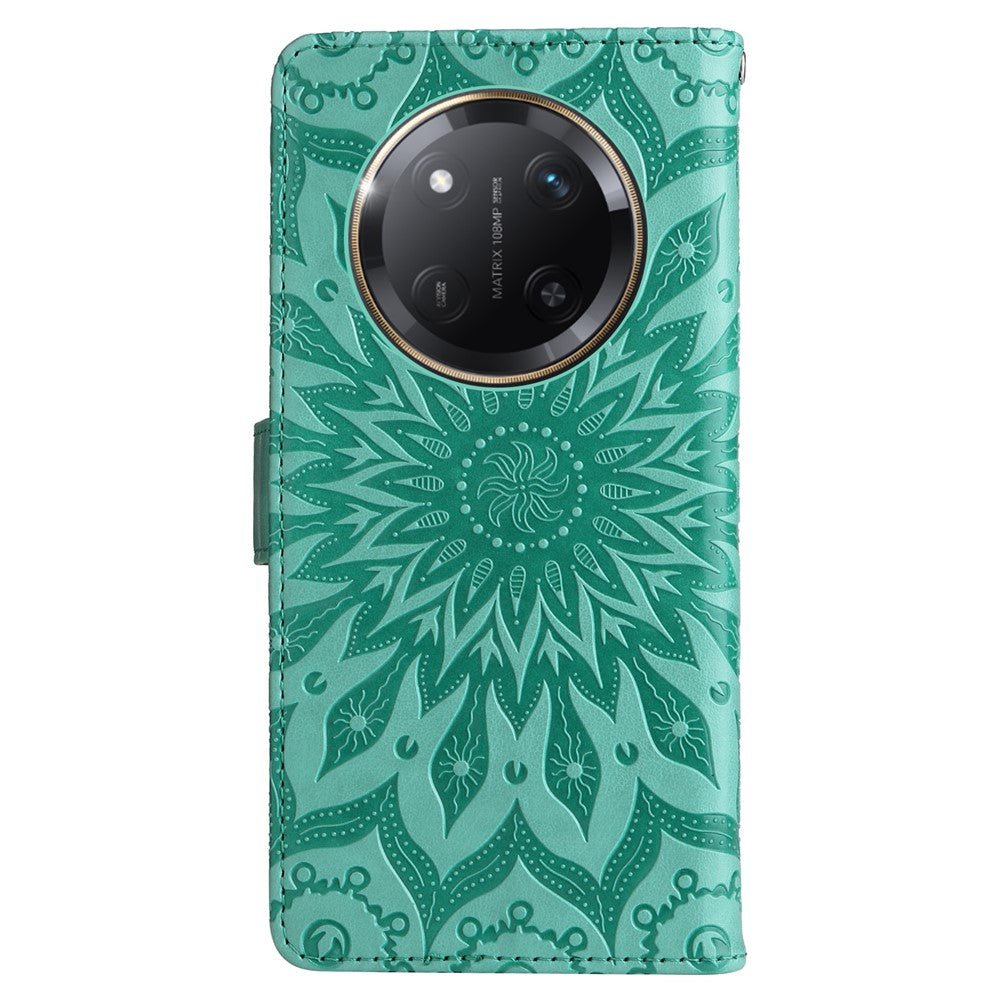 For Honor Magic7 Lite 5G / X9c 5G / X60 Pro 5G Phone Case Sunflower Imprinted Leather Wallet Stand Cover with Strap
