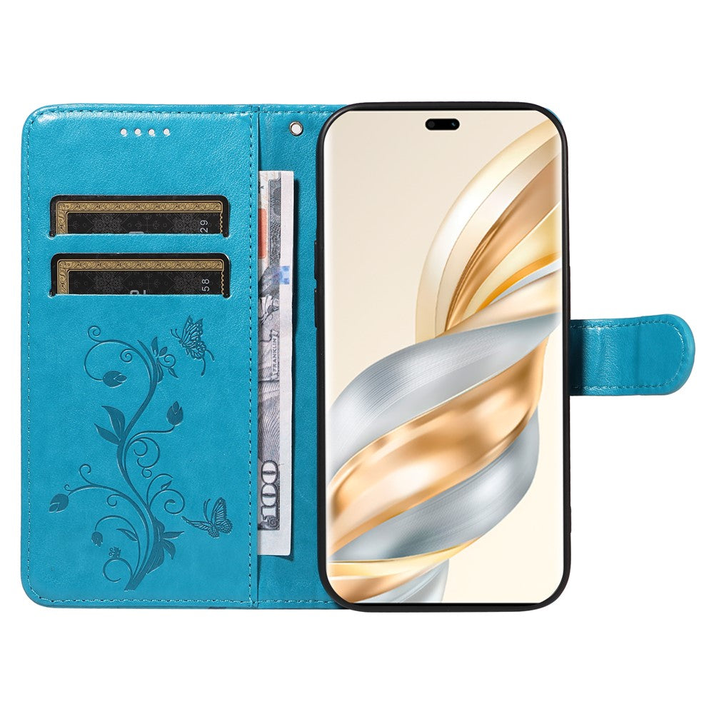 For Honor X60 Pro 5G / Magic7 Lite 5G / X9c 5G PU Leather Cases Flower Pattern Wallet Stand Phone Cover with Strap