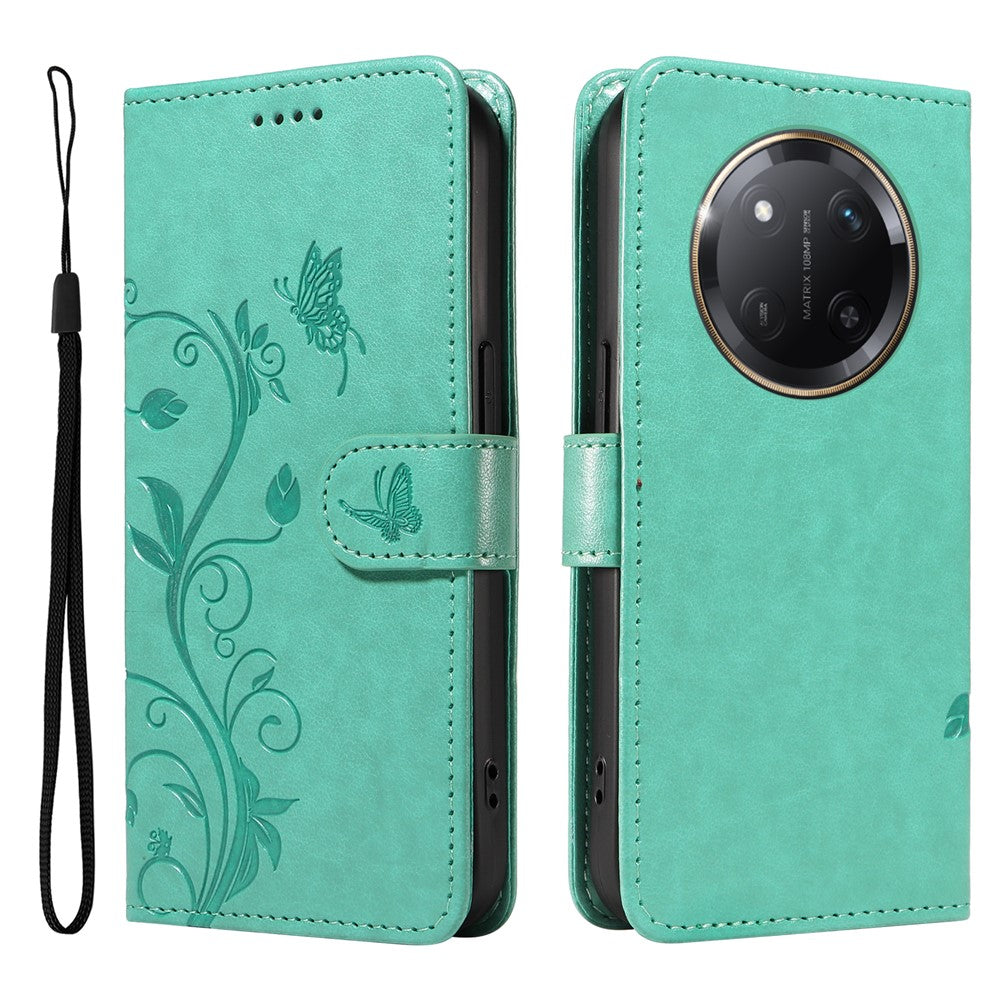 For Honor X60 Pro 5G / Magic7 Lite 5G / X9c 5G PU Leather Cases Flower Pattern Wallet Stand Phone Cover with Strap