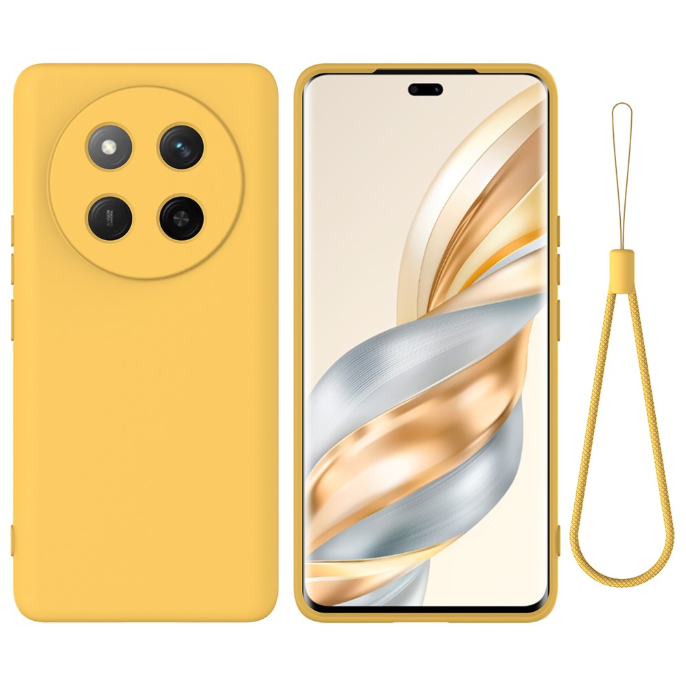For Honor Magic7 Lite 5G / X9c 5G / X60 Pro 5G Case Liquid Silicone Phone Back Cover with Hand Strap