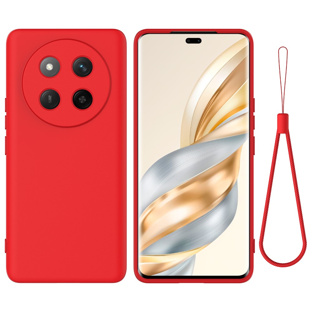 For Honor Magic7 Lite 5G / X9c 5G / X60 Pro 5G Case Liquid Silicone Phone Back Cover with Hand Strap