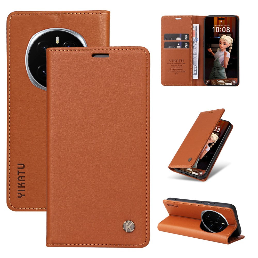 YIKATU For Honor Magic7 Pro 5G Phone Cases  Magnetic Closure PU Leather Mobile Cover