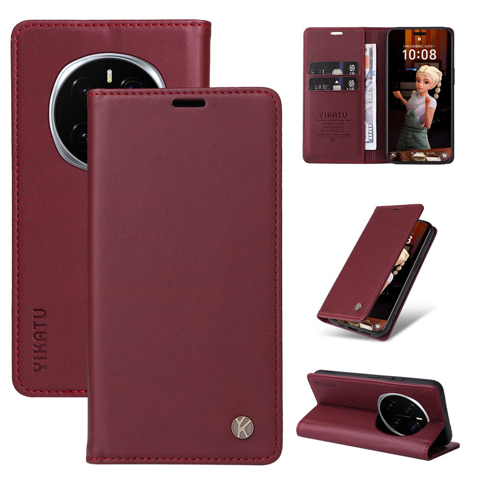 YIKATU For Honor Magic7 Pro 5G Phone Cases  Magnetic Closure PU Leather Mobile Cover