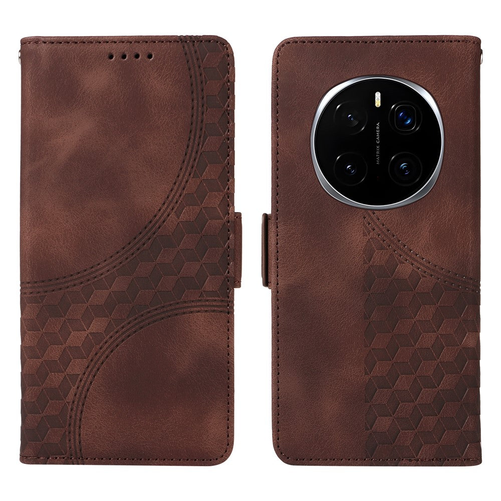 For Honor Magic7 Pro 5G Case PU Leather Phone Cover Rhombus Starry Imprinted