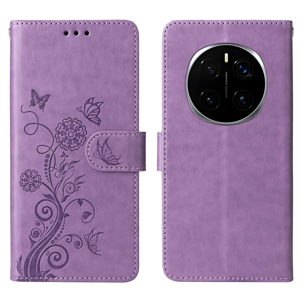 For Honor Magic7 Pro 5G Leather Case Butterfly Floral Imprint Wallet Stand Cover