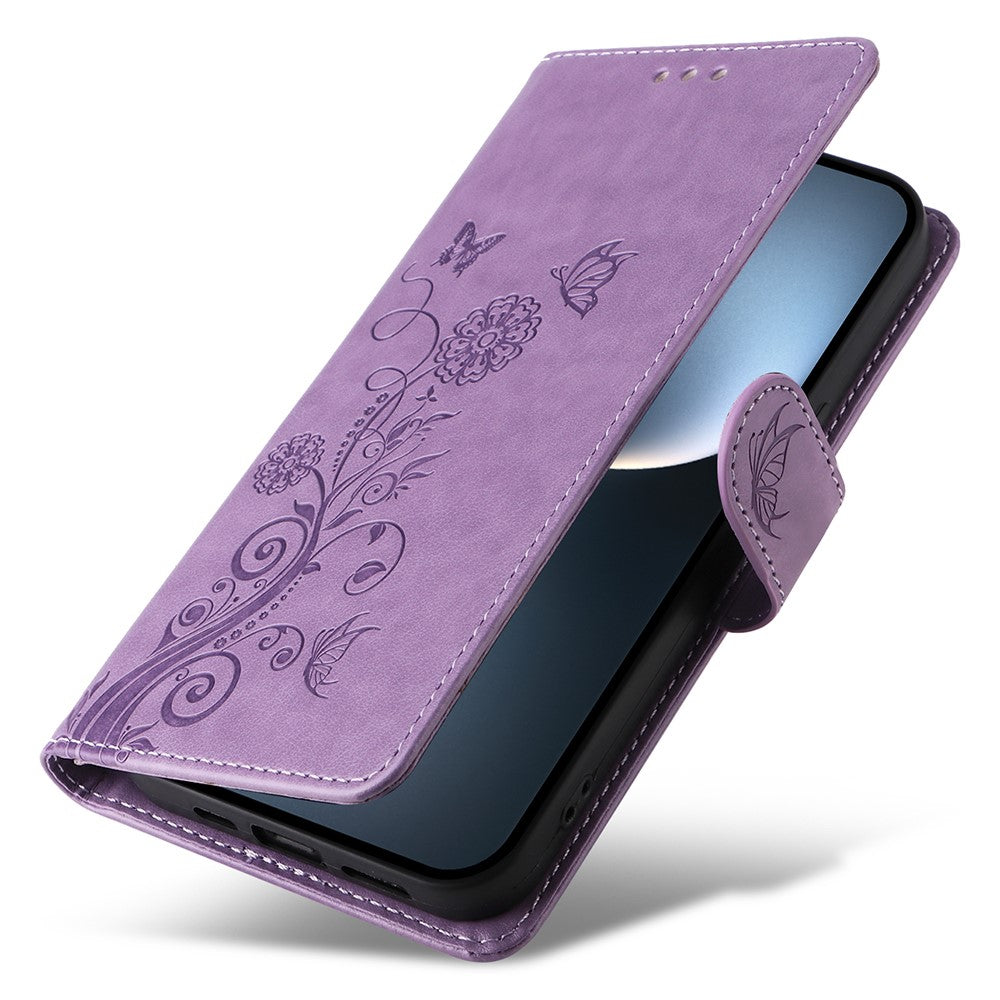 For Honor Magic7 Pro 5G Leather Case Butterfly Floral Imprint Wallet Stand Cover
