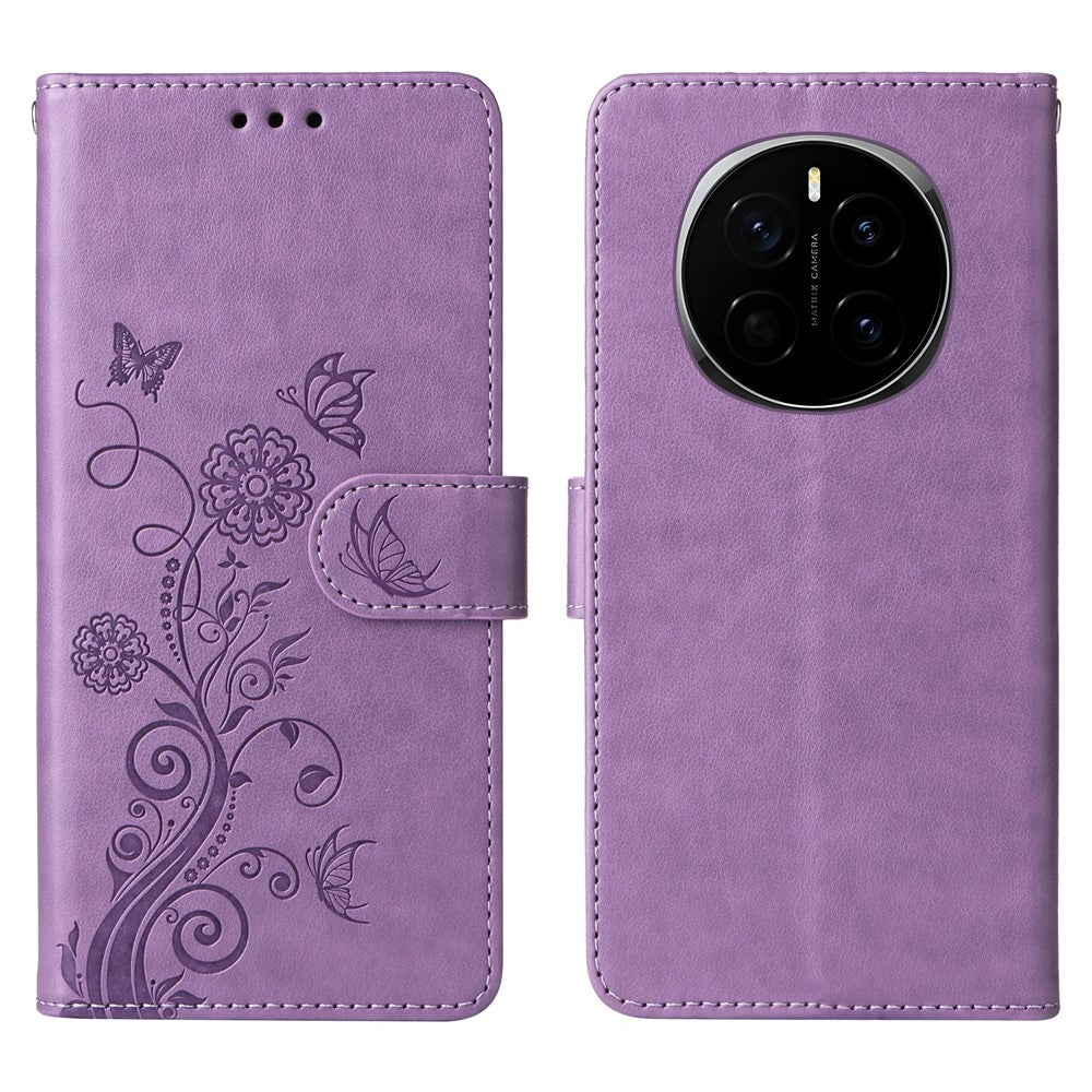 For Honor Magic7 5G Leather Case Butterfly Floral Imprint Wallet Stand Cover