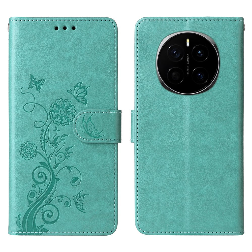 For Honor Magic7 5G Leather Case Butterfly Floral Imprint Wallet Stand Cover
