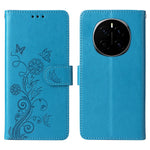 For Honor Magic7 5G Leather Case Butterfly Floral Imprint Wallet Stand Cover