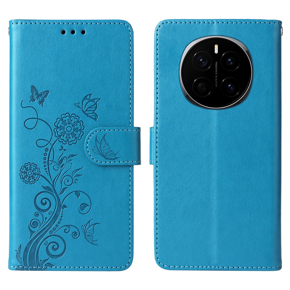 For Honor Magic7 5G Leather Case Butterfly Floral Imprint Wallet Stand Cover
