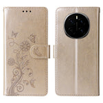 For Honor Magic7 5G Leather Case Butterfly Floral Imprint Wallet Stand Cover