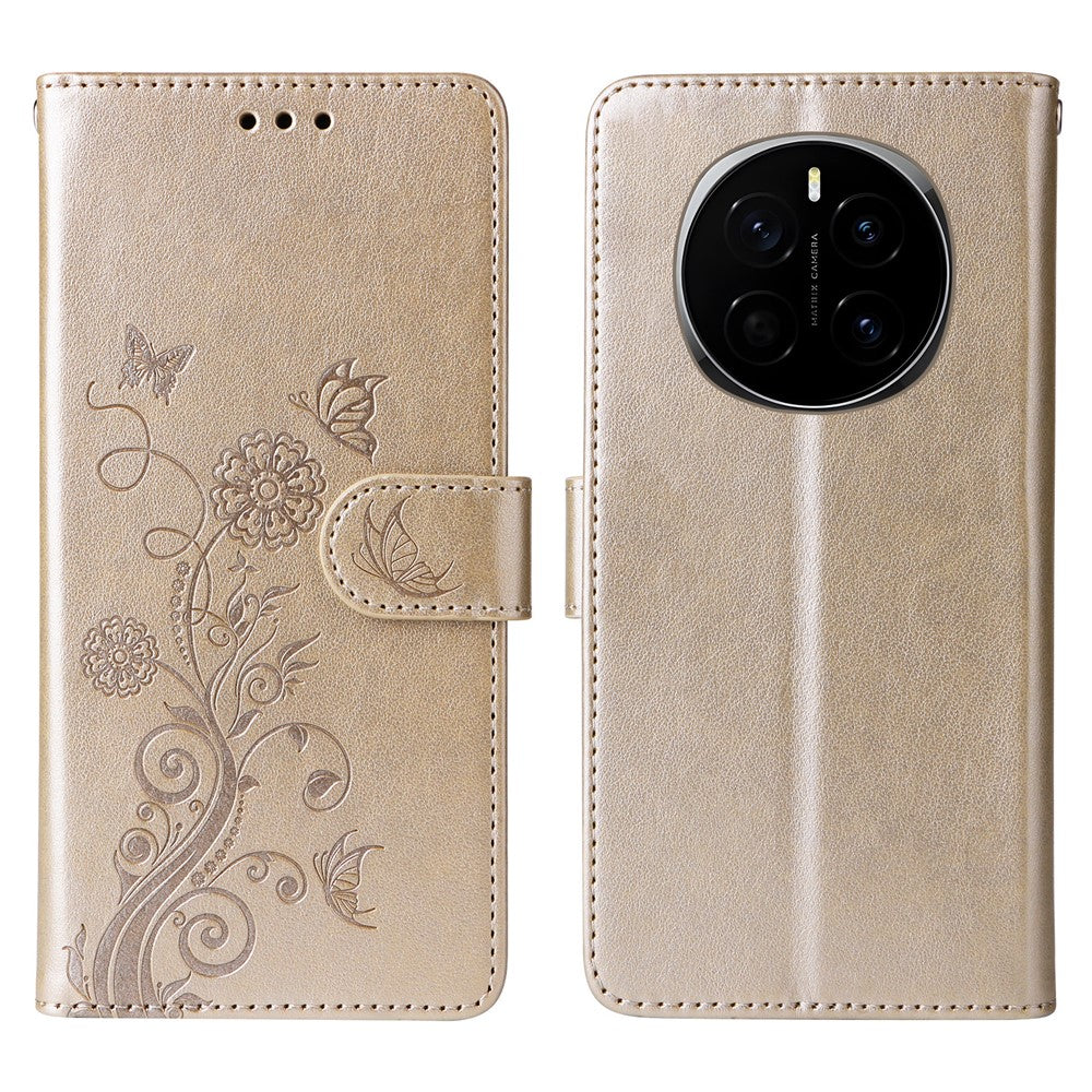 For Honor Magic7 5G Leather Case Butterfly Floral Imprint Wallet Stand Cover