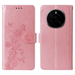 For Honor Magic7 5G Leather Case Butterfly Floral Imprint Wallet Stand Cover