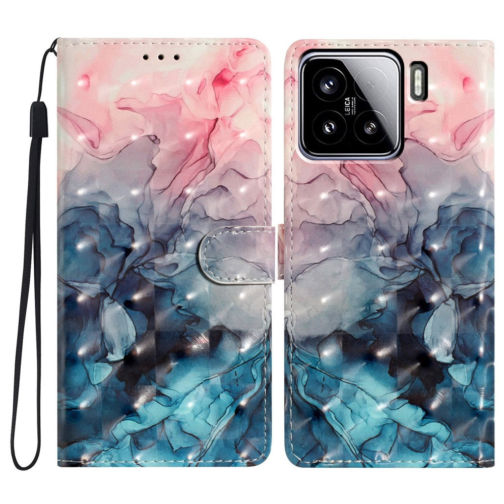 For Xiaomi 15 Case PU Leather Wallet Phone Cover 3D Pattern Printing