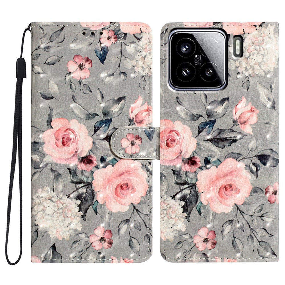 For Xiaomi 15 Case PU Leather Wallet Phone Cover 3D Pattern Printing