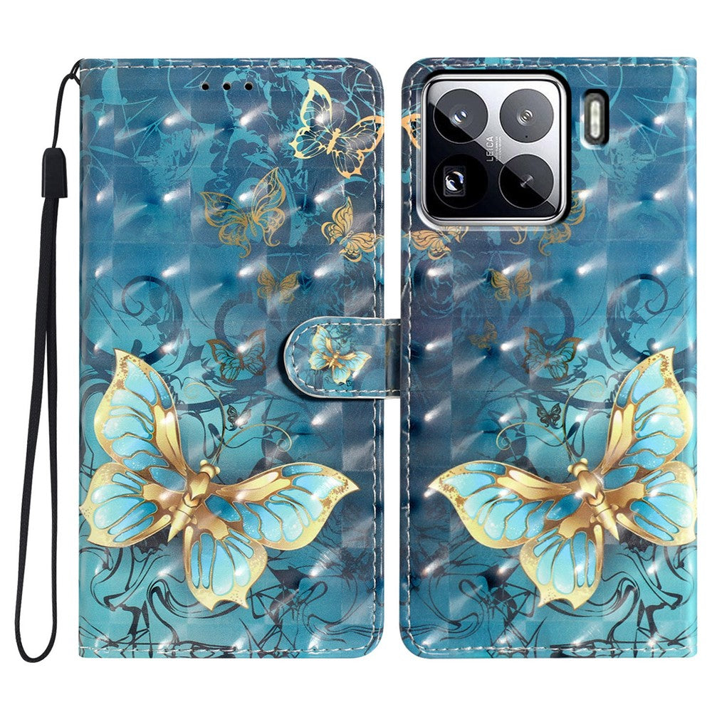 For Xiaomi 15 Pro Case PU Leather Wallet Phone Cover 3D Pattern Printing