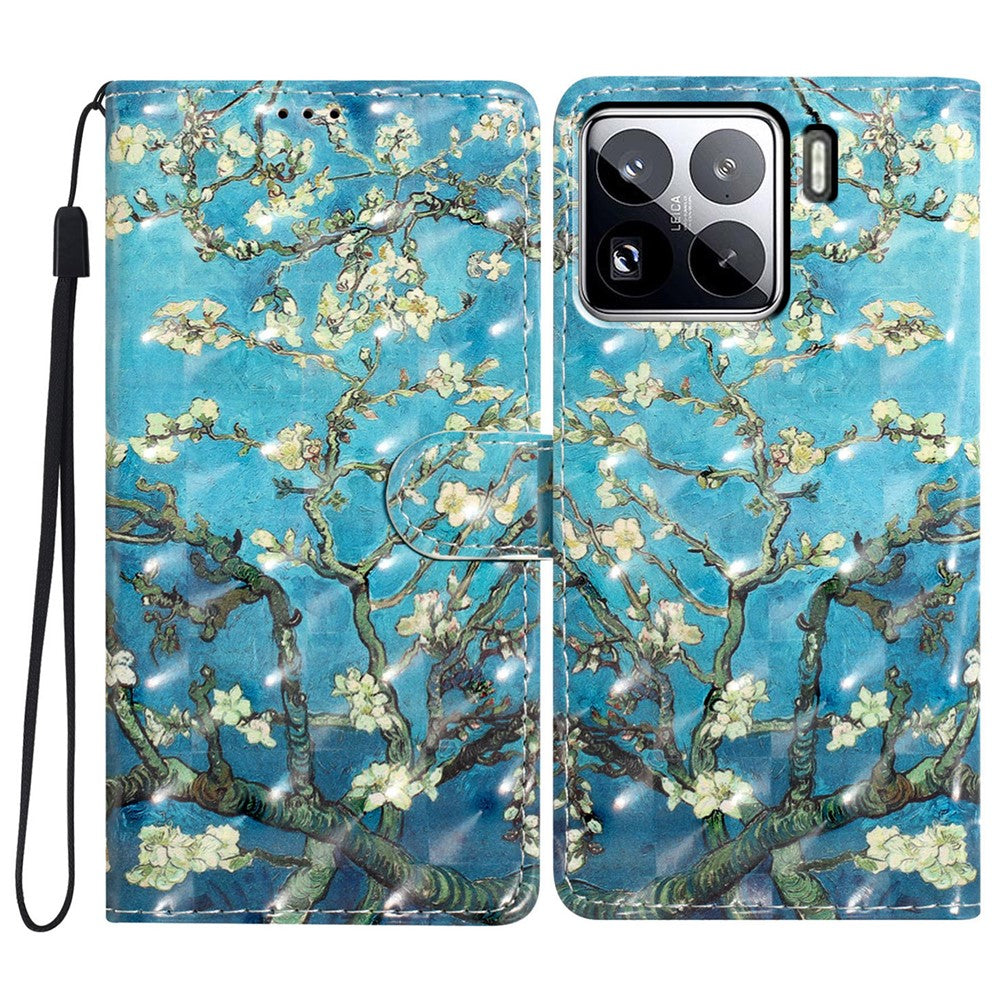 For Xiaomi 15 Pro Case PU Leather Wallet Phone Cover 3D Pattern Printing