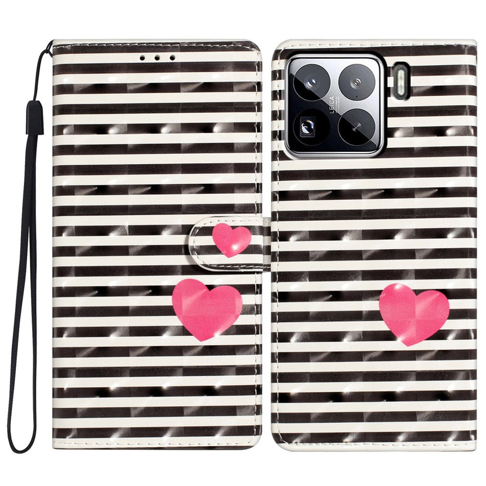 For Xiaomi 15 Pro Case PU Leather Wallet Phone Cover 3D Pattern Printing